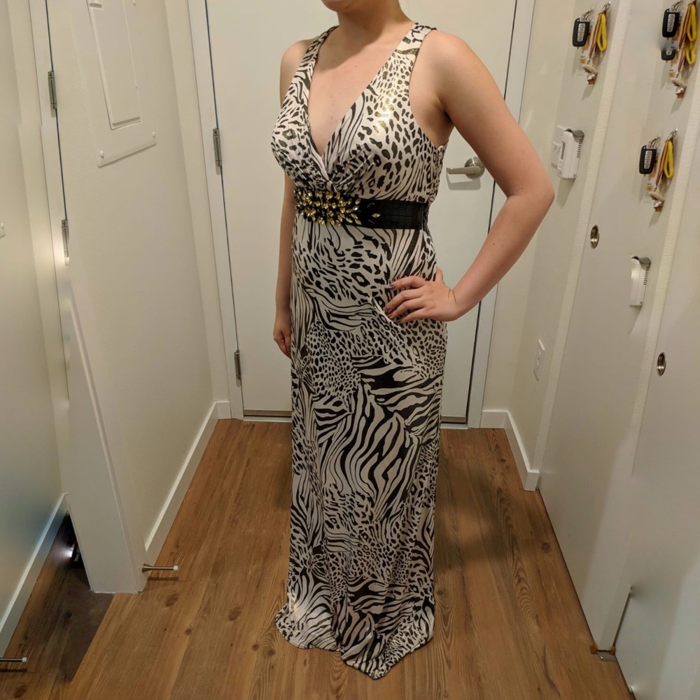 White leopard maxi dress